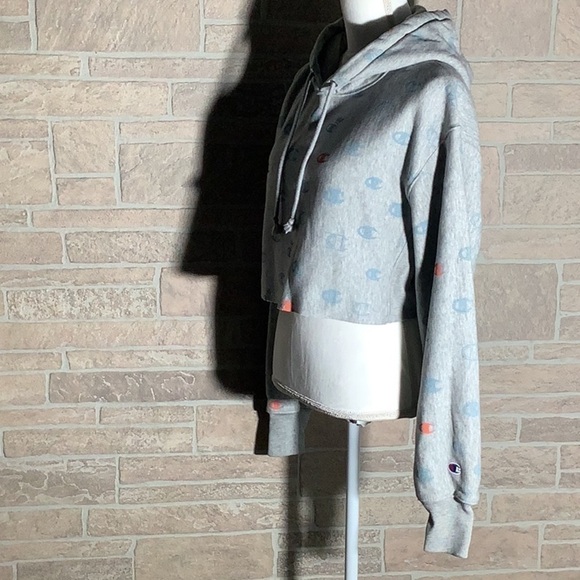 Champion - Sz M - crop hoodie raw hem look - super soft inside - Picture 3 of 9